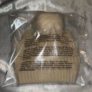 Cozy Beige Knit Pom-Pom Beanie